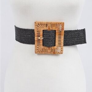 4A. Handmade Bamboo Buckle Stretch Straw Belt